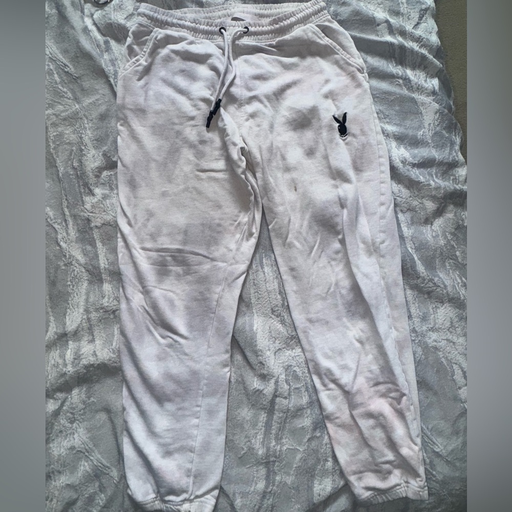Missguided+ Playboy White Sweatpants with Black Accents